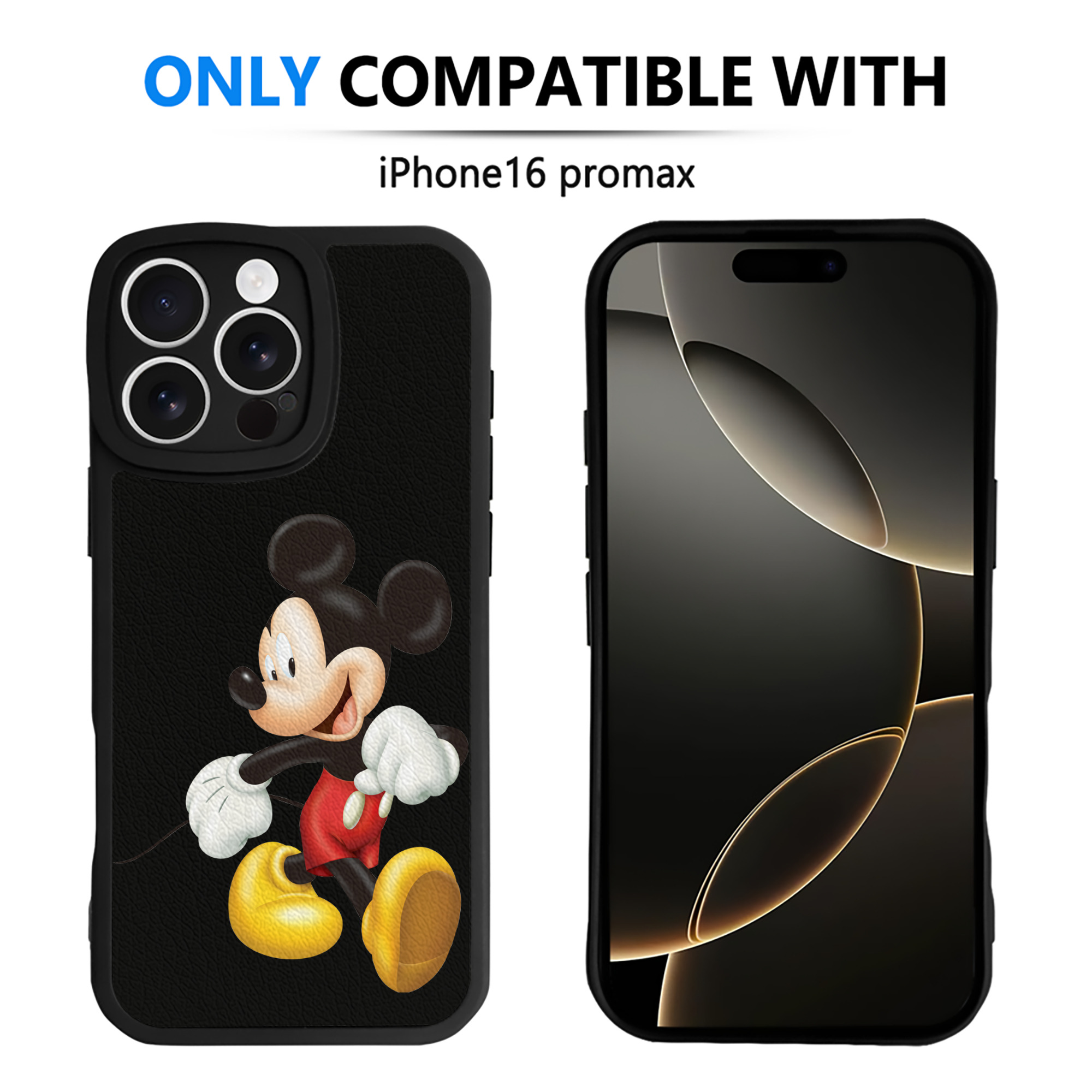 （画像用） ミッキーマウス Mickey Mouse 【iPhone 16シリーズ対応】シリコンスマホケース（レザー調） 材質：シリコン
